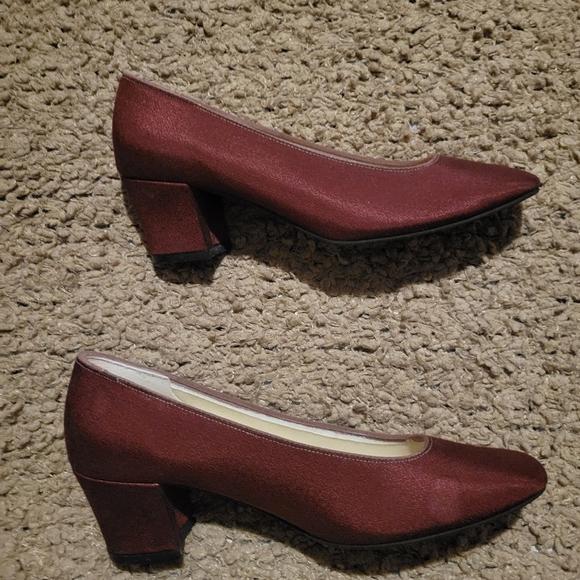 WOMENS VINTAGE DYEABLES BY HIGHLIGHTS HEELS MAROON SIZE 7 - Picture 7 of 14